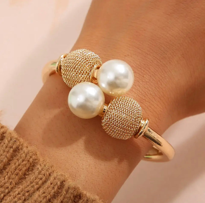 Pulsera Perlas Dorada Chunky