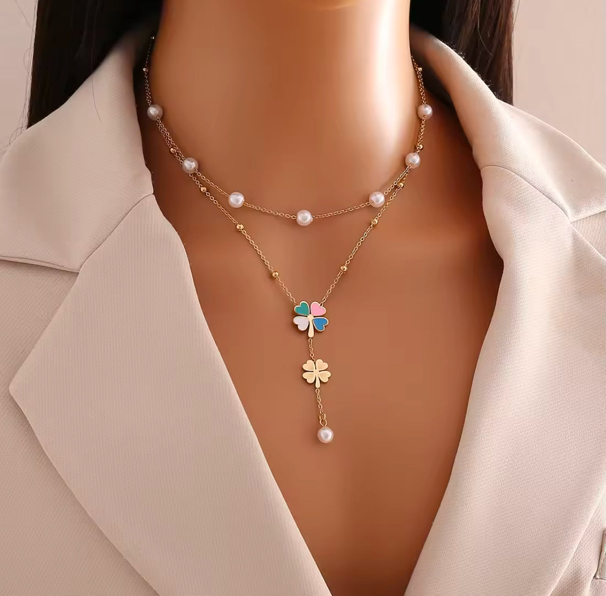Collar Dúo Trébol Colores
