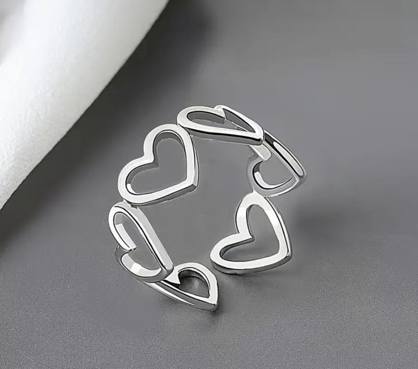 Anillo Corazones Plateado Uhlalá