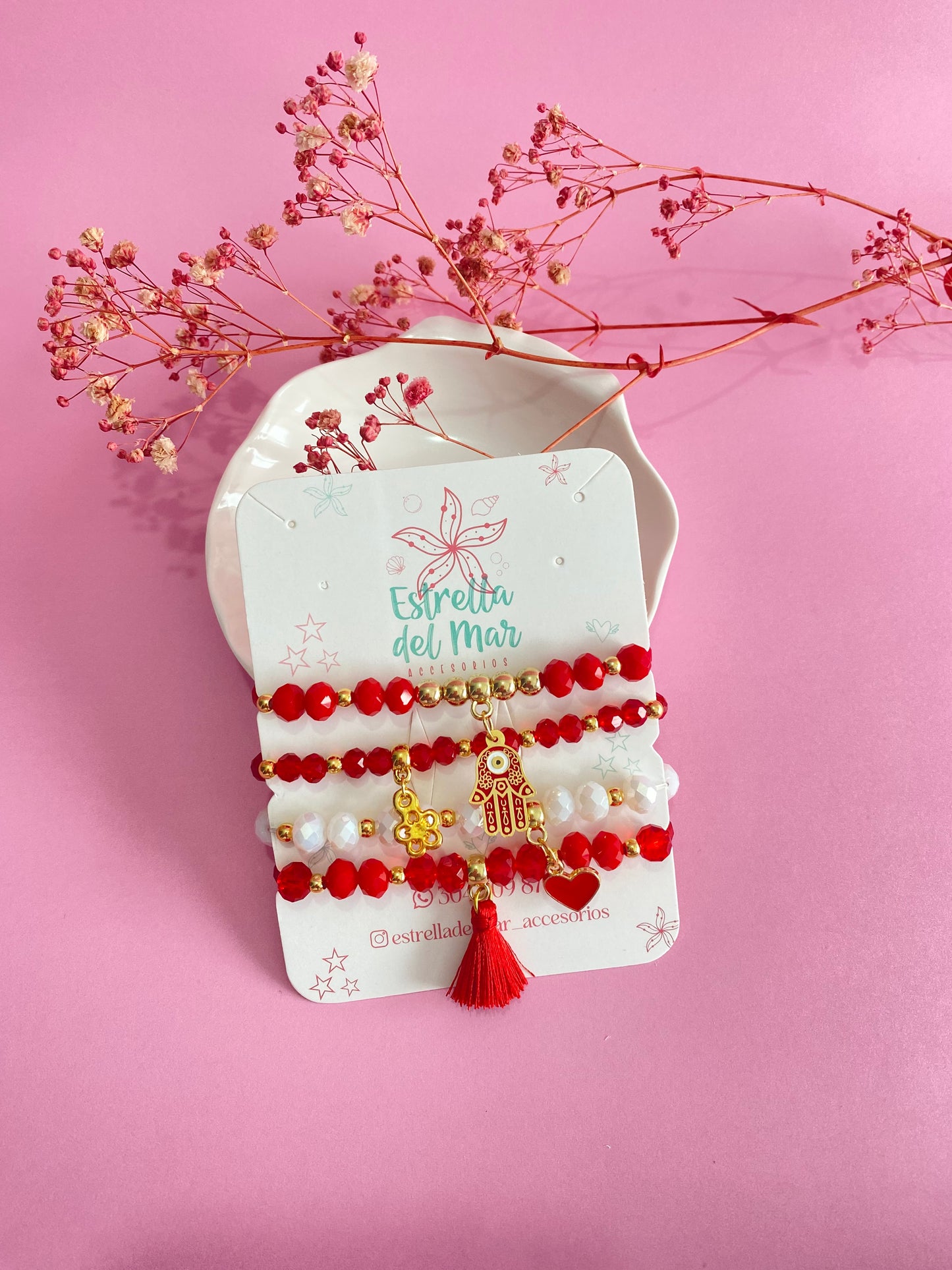 Set X4 Pulseras Roja Manito