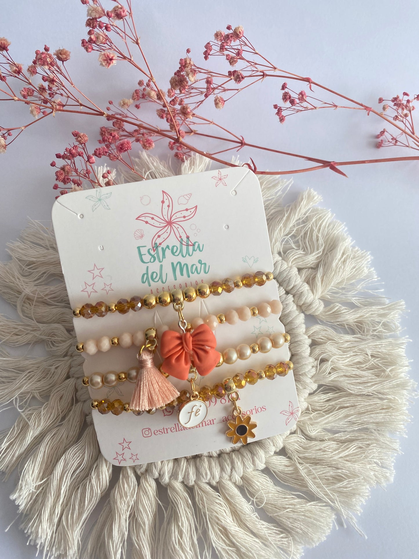 Set X4 Pulseras Lazo Naranja