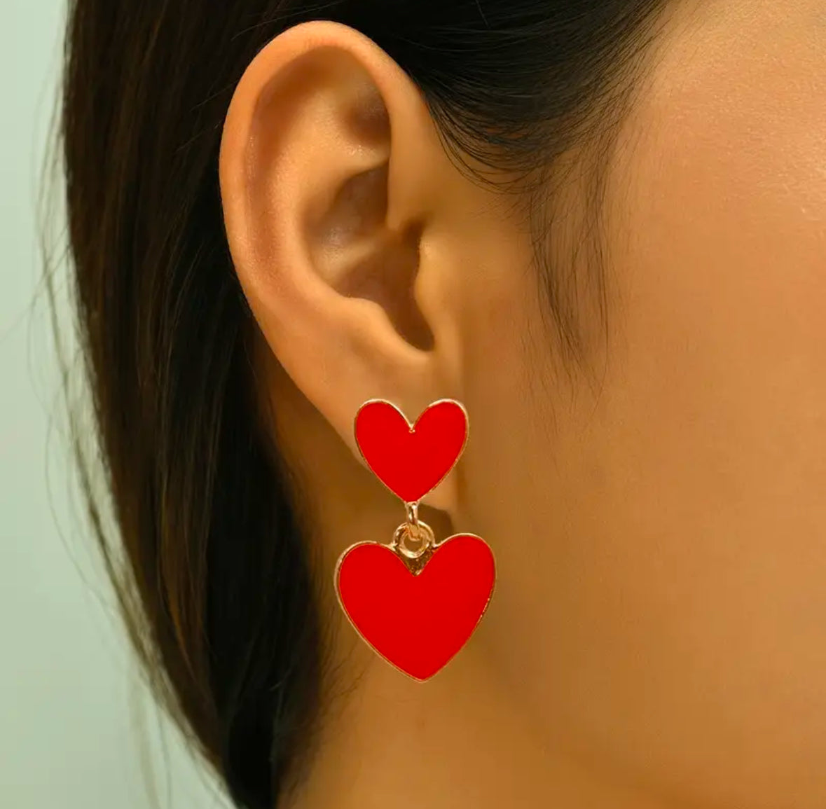 Aretes Corazones Rojos