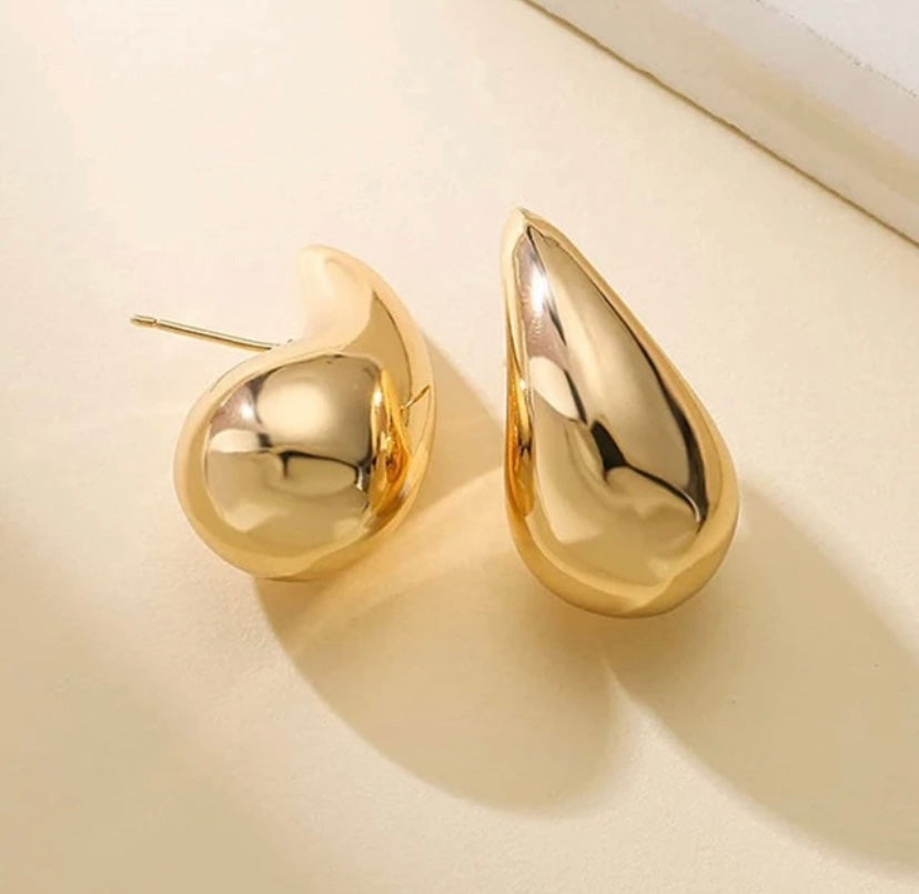 Aretes Gota Dorados T L Chunky