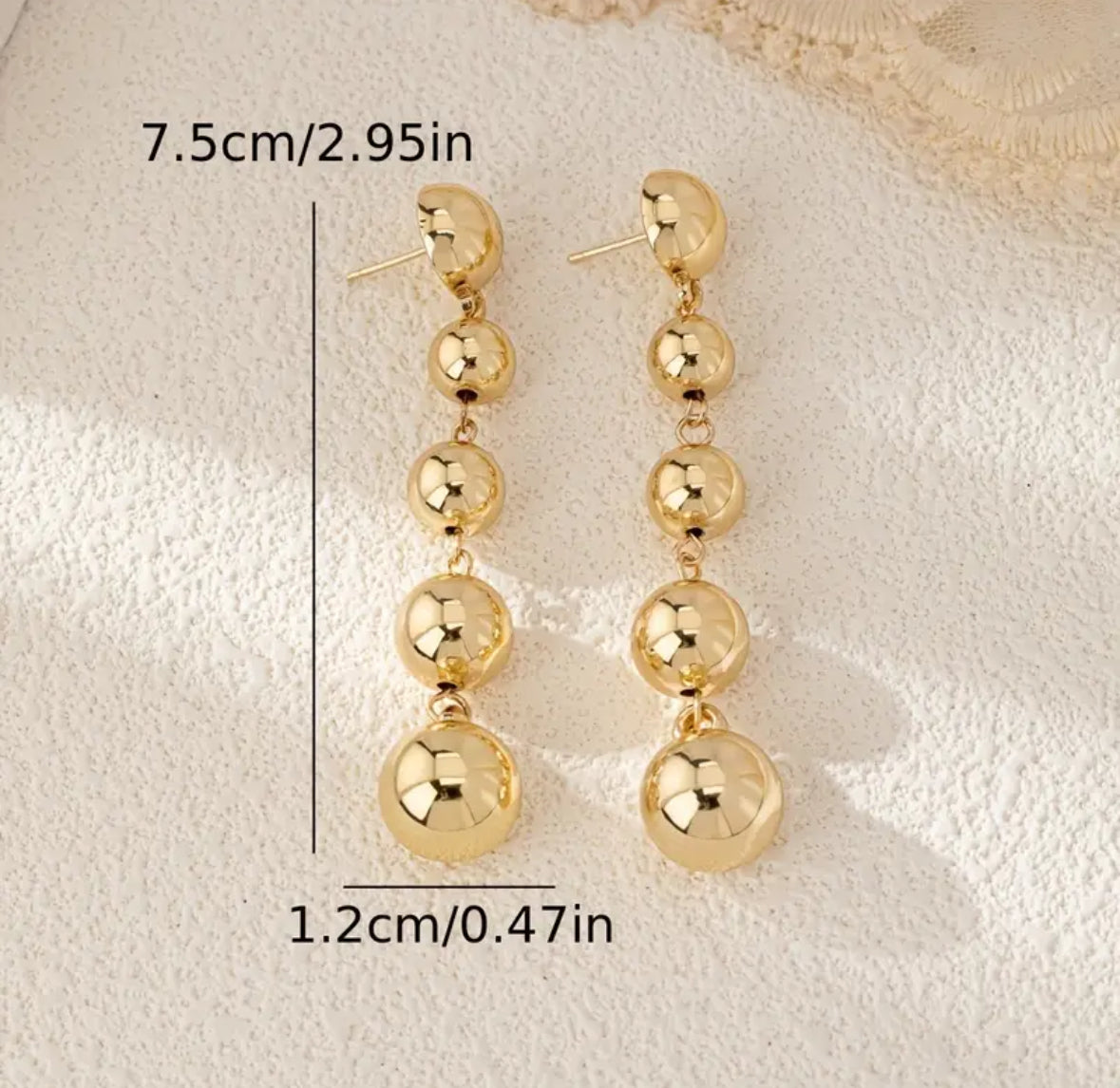 Aretes Balines Largos Dorados