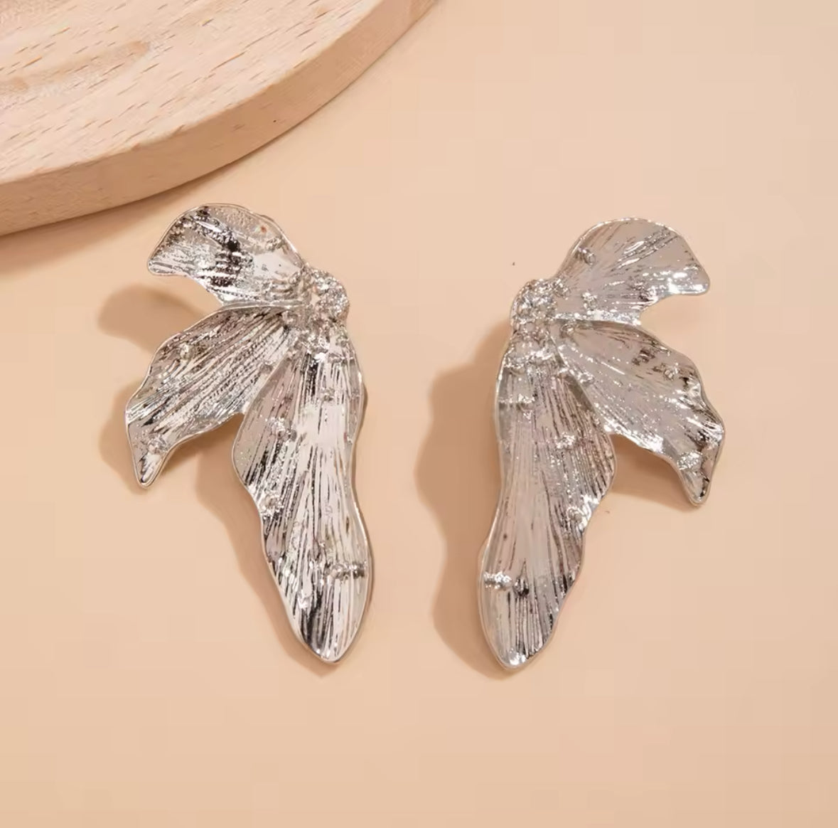 Aretes Hoja Plateado Tutti