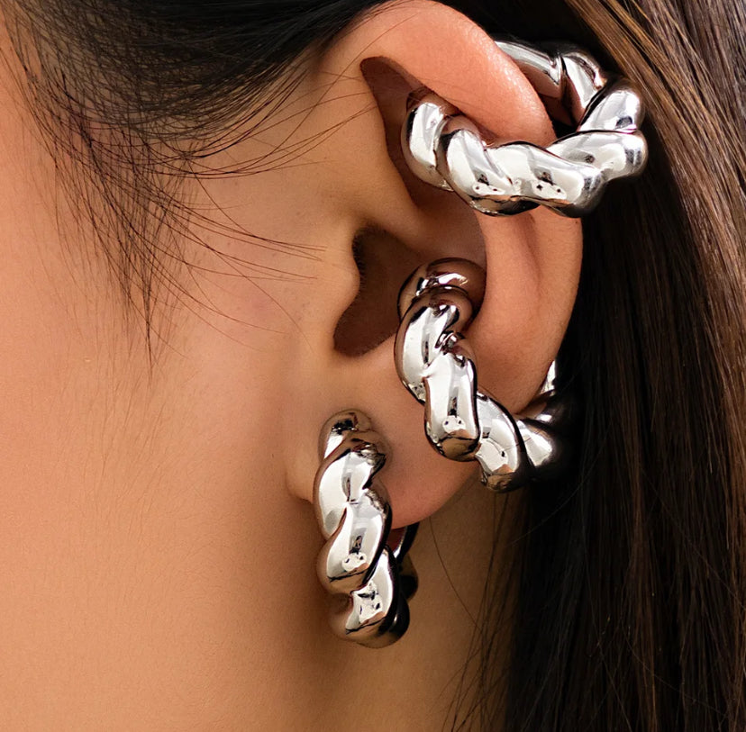 Earcuff Espiral Plateado Chunky