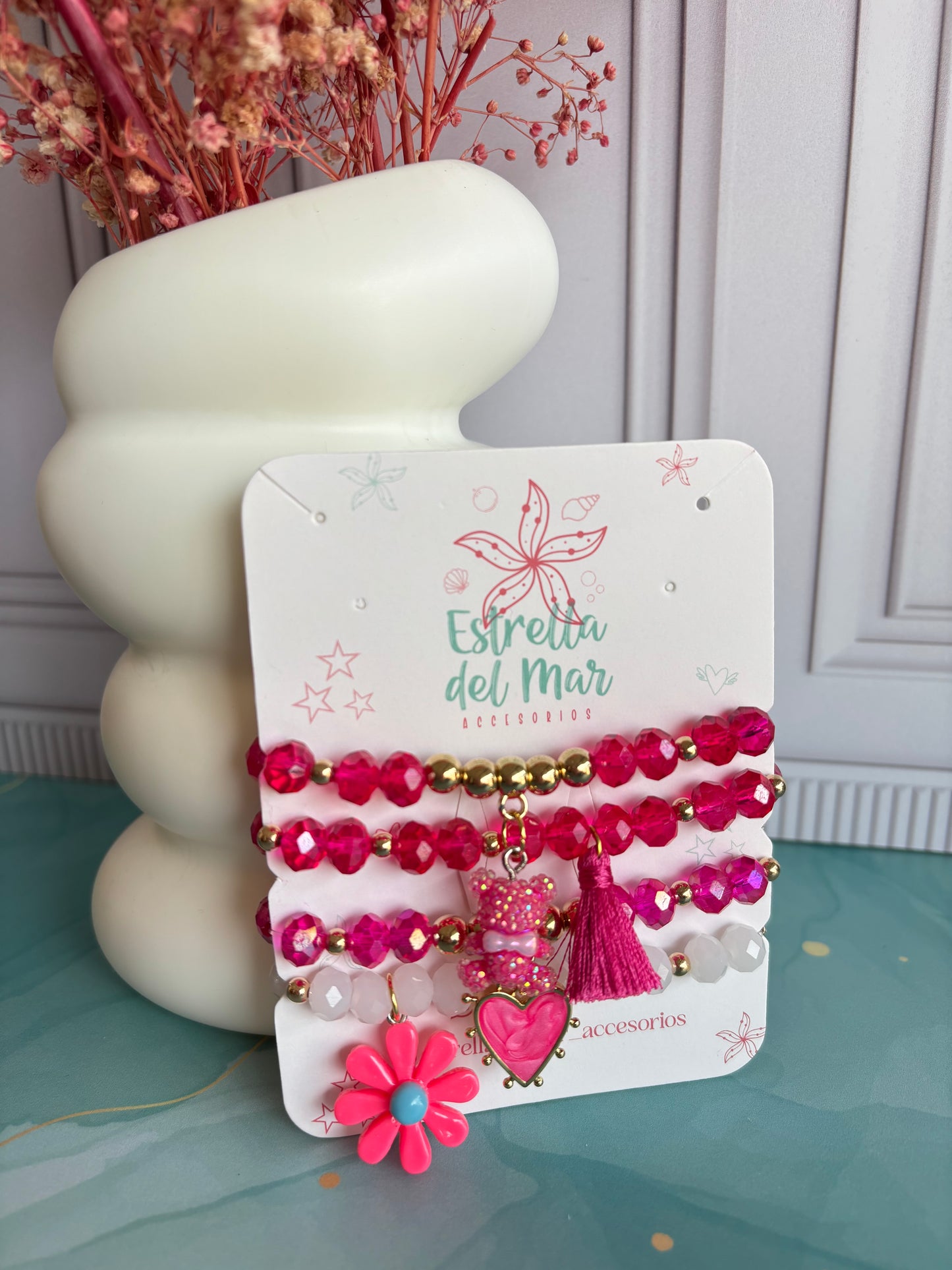 Pulsera Set x4 Fucsia