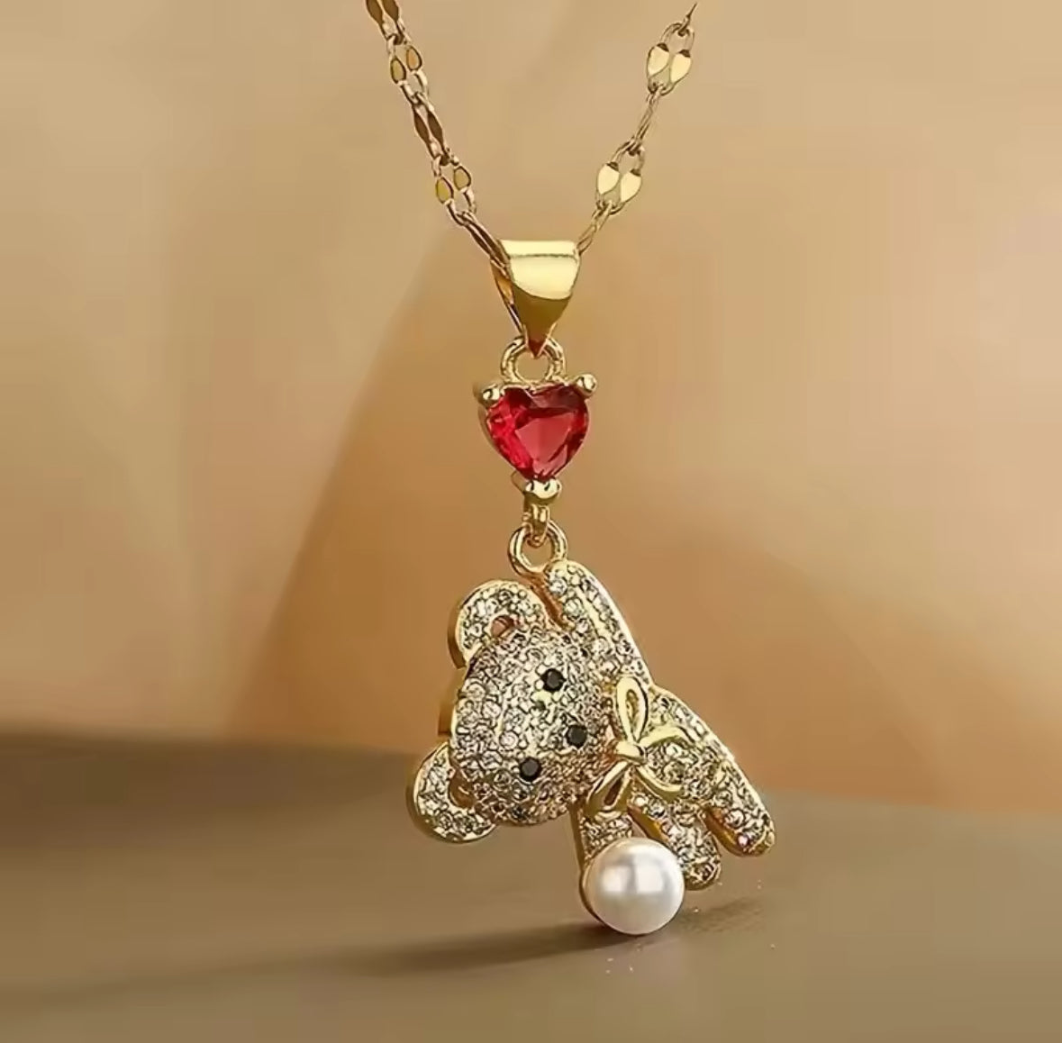 Collar Osito Perla con Circones