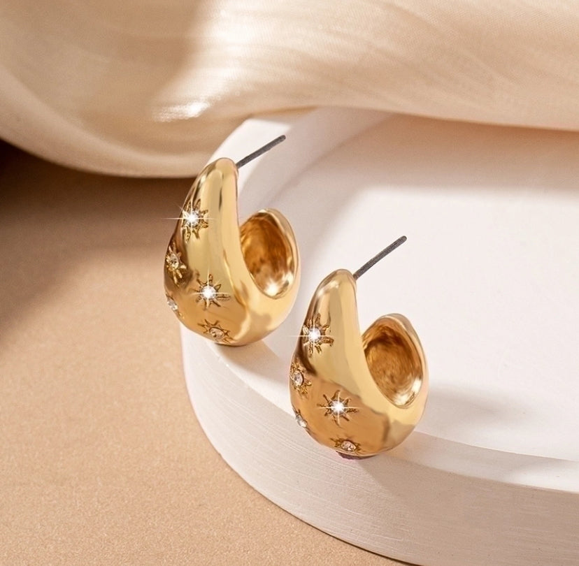 Aretes Gota Estrellas Chunky