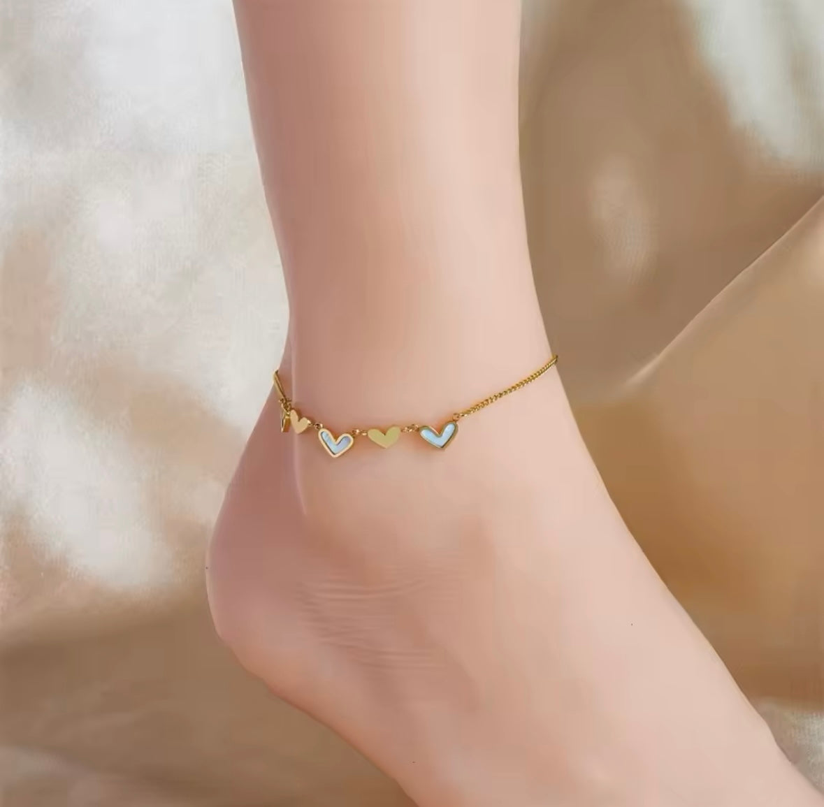 Tobillera Corazones