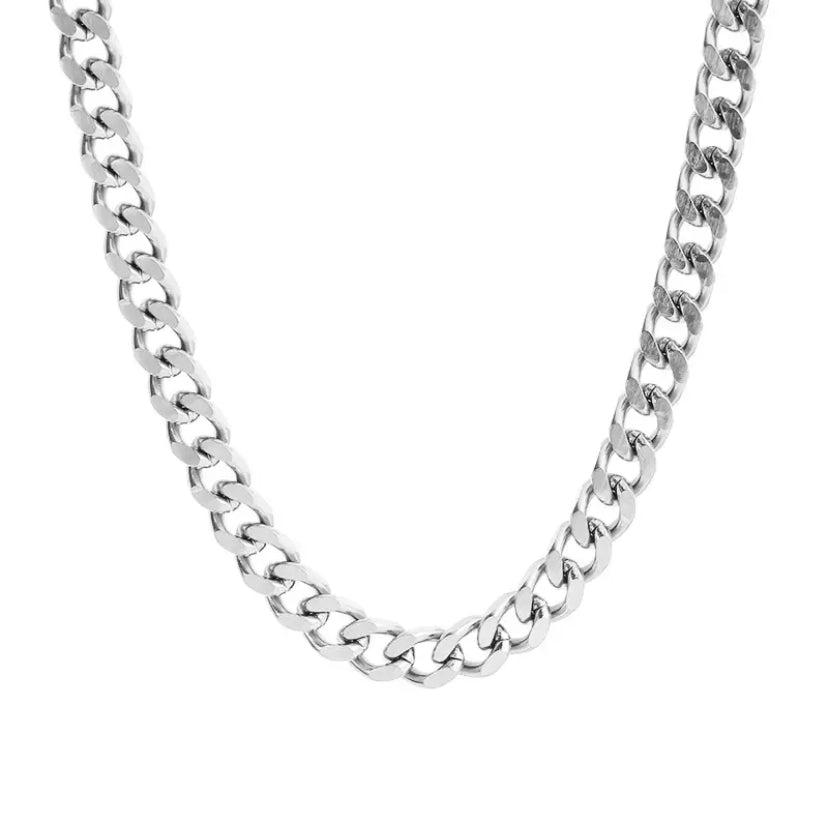 Collar Cubano Grueso Plateado Loving Me