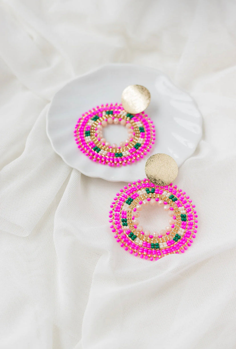 Aretes Tejido Fucsia Loving Me
