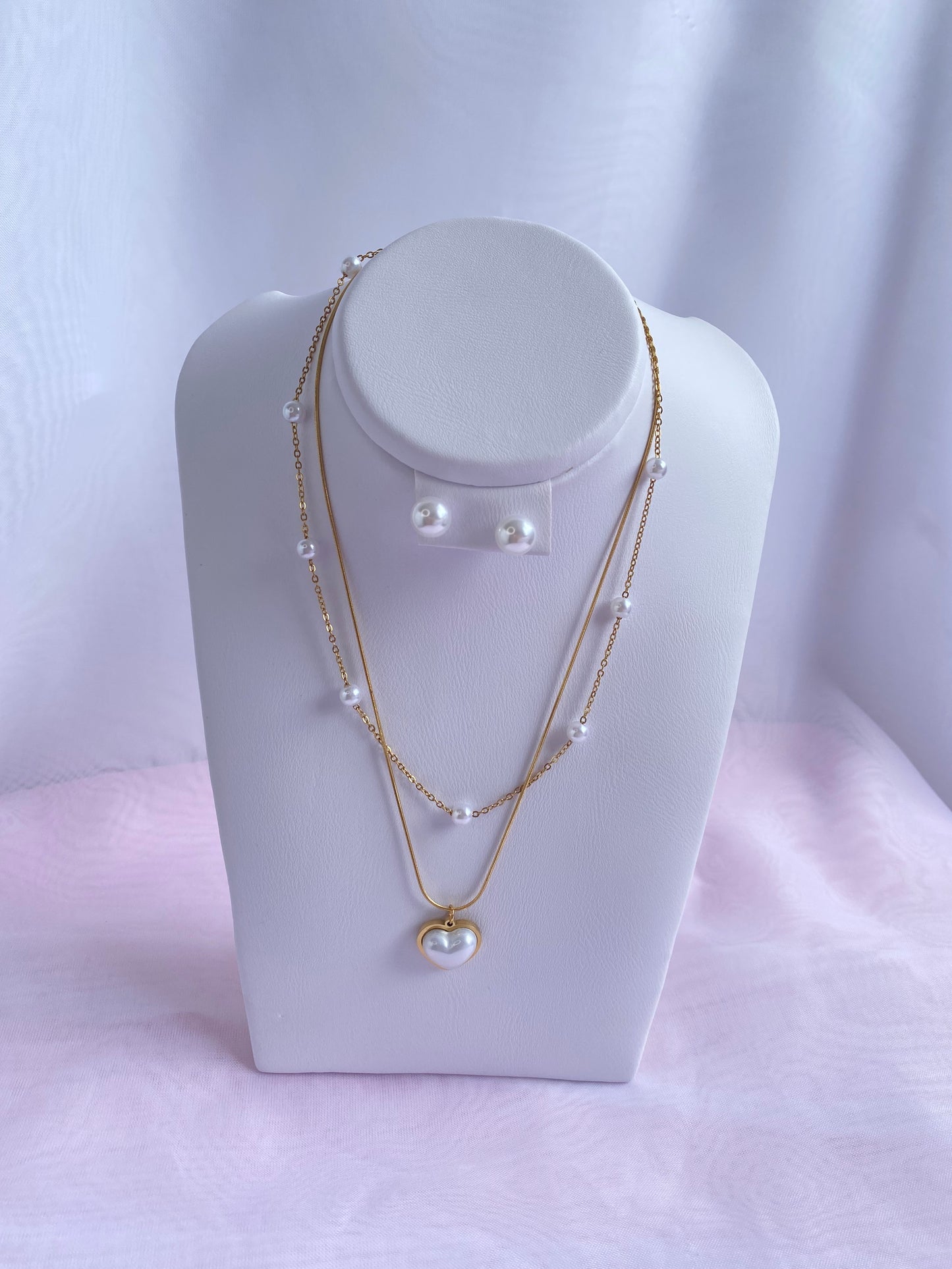 Collar Dúo Perlas Corazón Vida