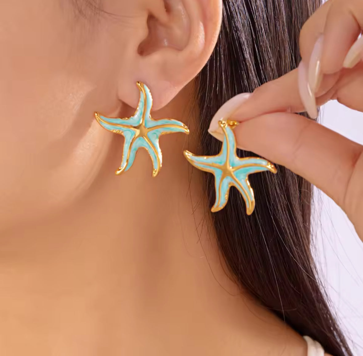 Aretes Estrella de Mar Azul