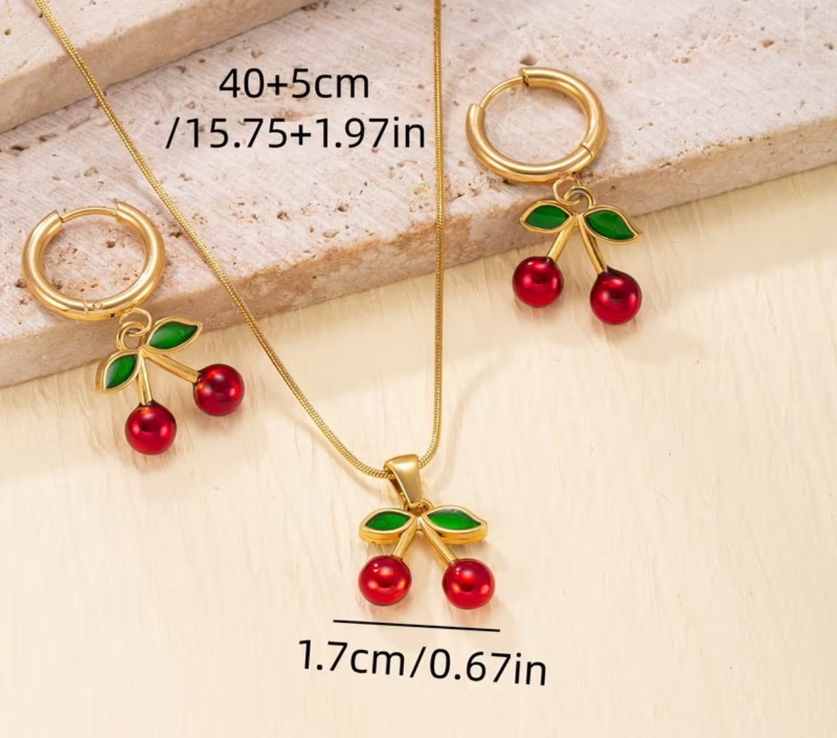 Combo Cereza Collar Candongas