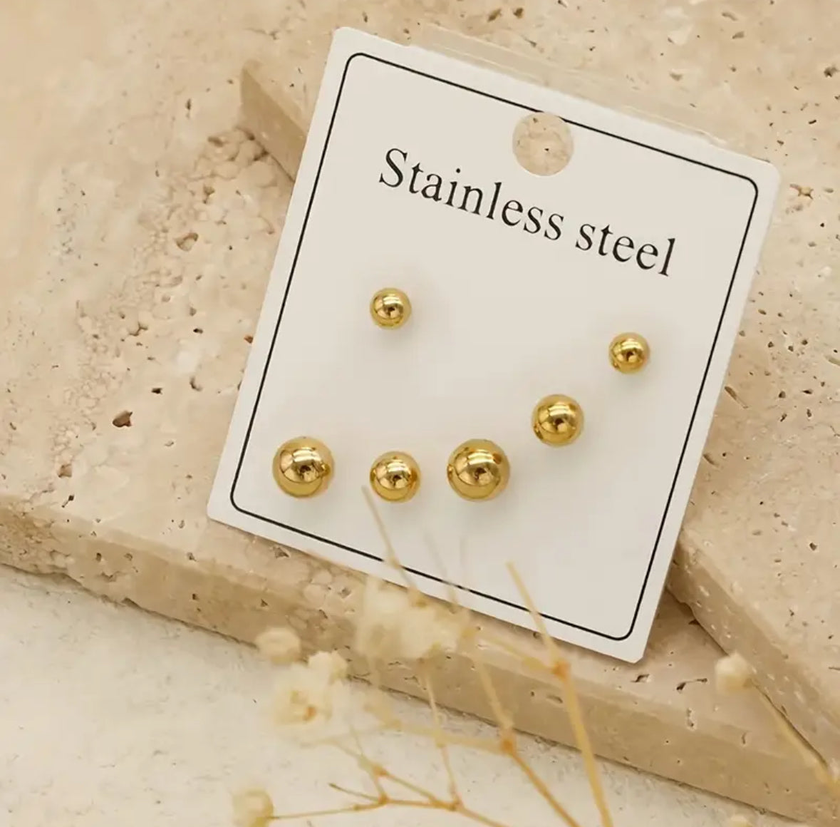 Aretes Trío Balines Dorado