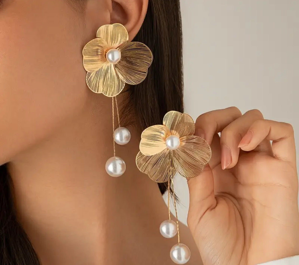 Aretes Flor Perlas