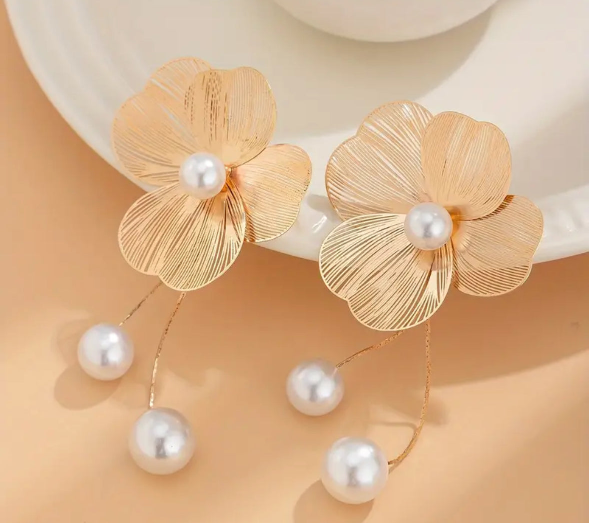 Aretes Flor Perlas