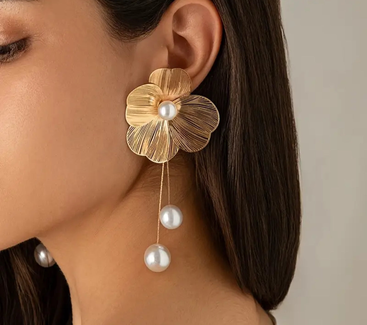 Aretes Flor Perlas