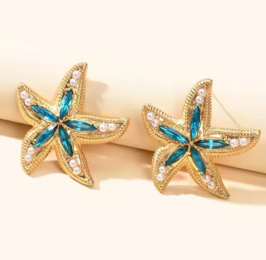 Aretes Estrella De Mar Azul Loving Me