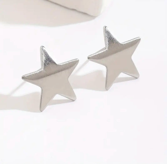 Aretes Topos Estrella Plateado
