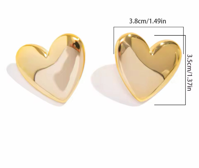 Aretes Topos Corazón Dorado Grande