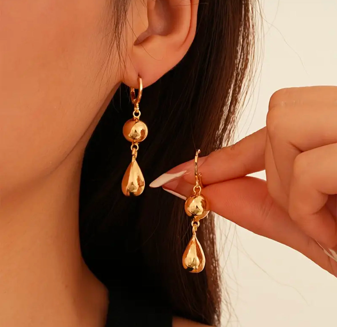 Aretes Balín Gota Dorado