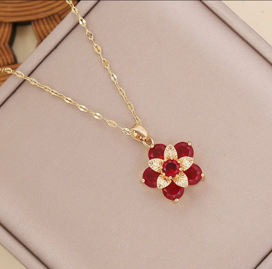 Collar Flor Roja Vida