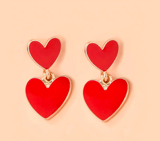 Aretes Corazones Rojos