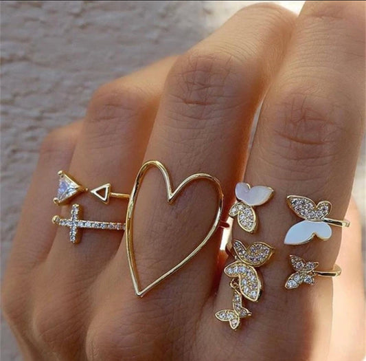 Anillo Set x 5 Mariposas Vida