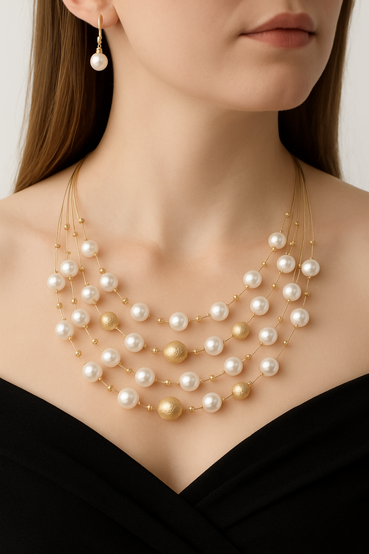 Collar Perlas Balines Brillantes